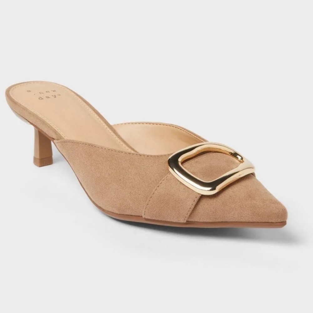 A NEW DAY Women's Larissa Pointed Toe tan Mule heels size various